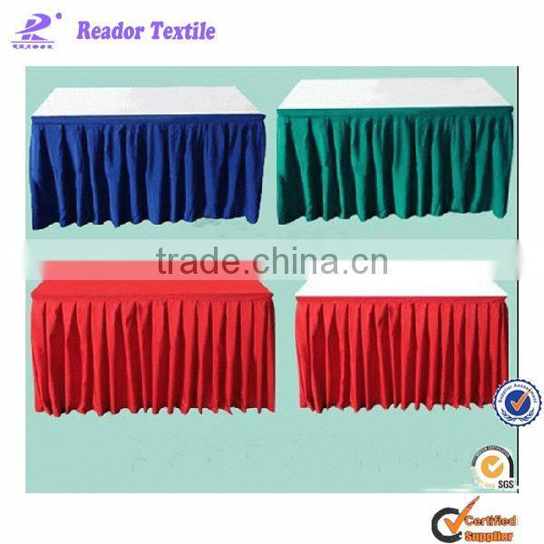 2015 hot selling polyester cheap colorful table skirting