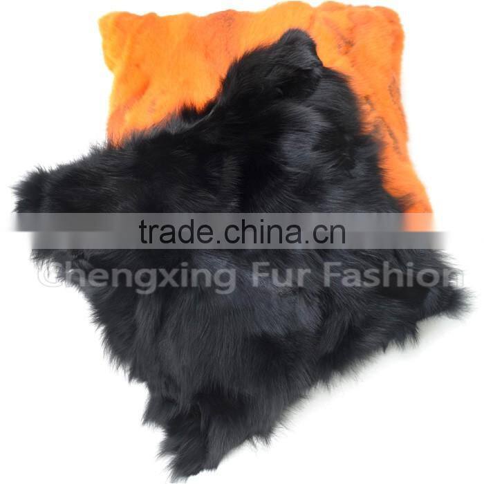 CX-D-101B Home Decoration Pillow Patchwork Real Fox Fur Cushion Cover