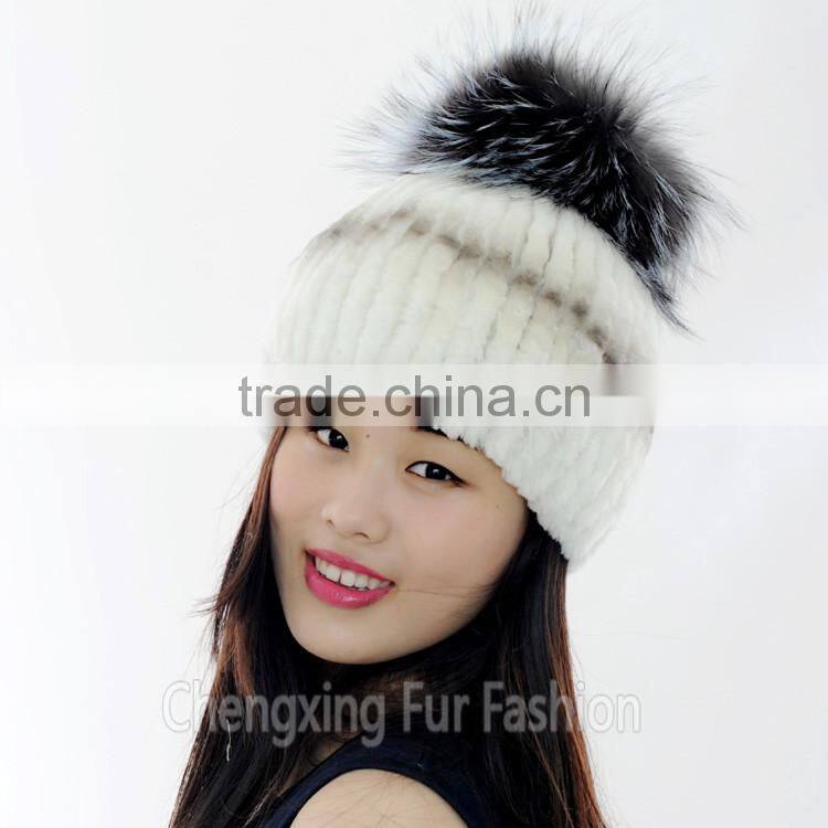 CX-C-02E 2016 Newest Knitted Hat Rex Rabbit Fur Woman Hat