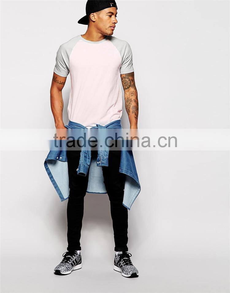 2015 mens blank t shirt latest contrast raglan sleeve t shirt men