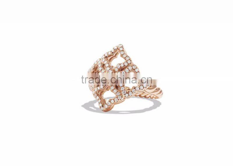 CZ Studded Rose Gold Plated Big Ring