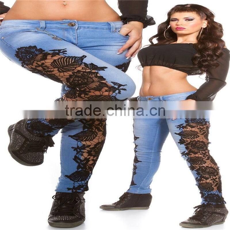 women brand pants Ladies Casual white and black with waist-length Ripped distressed female jeans