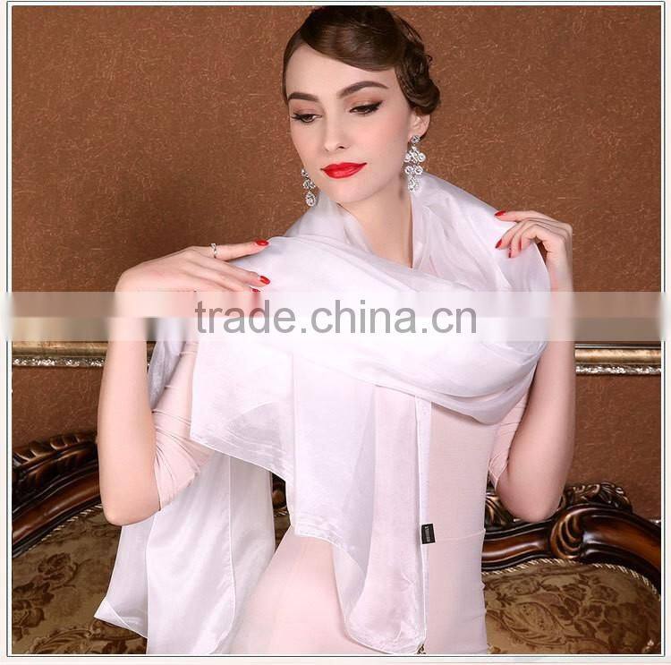 best-selling chinese solid white blue purple pink pure 100% silk long scarf