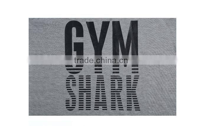 Customized OEM Brand Logo GYM Shark Sleeveless Fitness Sportwear GYM Vest Cotton Stringer Bodybuilding Men GYM Shark Tank Top