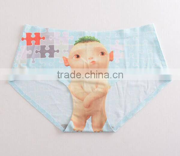 2017 Latest Personalized Your Own Brand Logo Design 95% Cotton 5% Spandex Private Label Band Cute Cartoon Lady Underwear Briefs