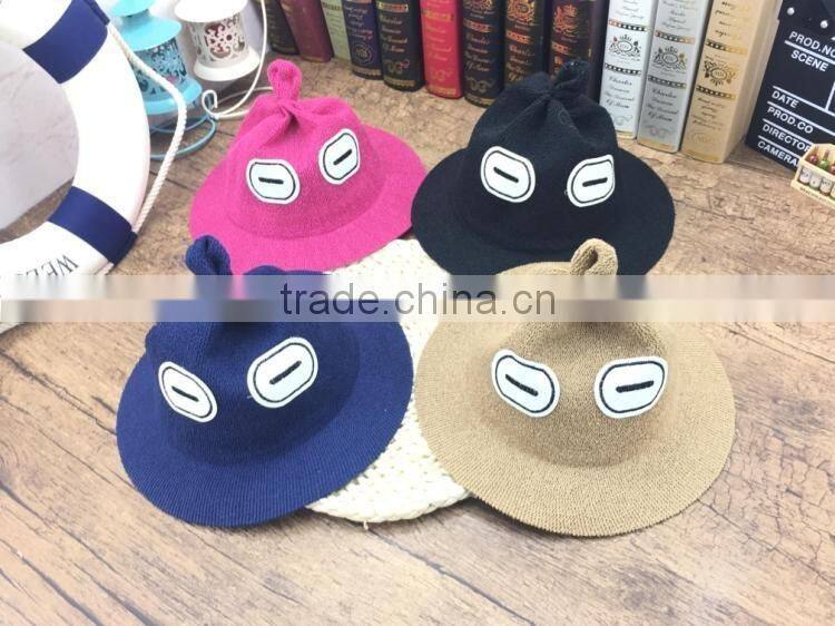 Cute style monster funny kids sunhat child boy and girls outdoor straw hat caps
