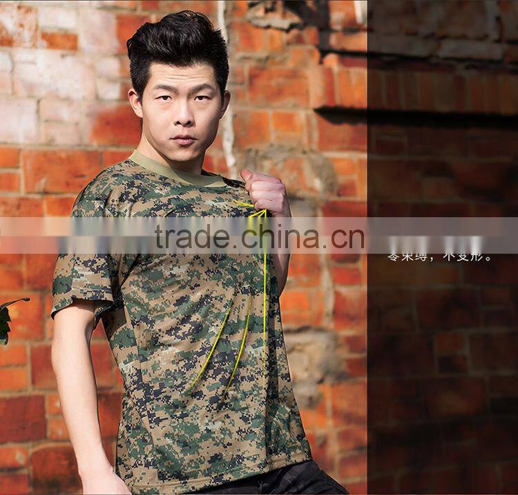 2016 Wholesale Men Camouflage dryfit breathable T-shirt Men Army Tactical Combat T Shirt Military Sport Camo Camp Mens T Shirts