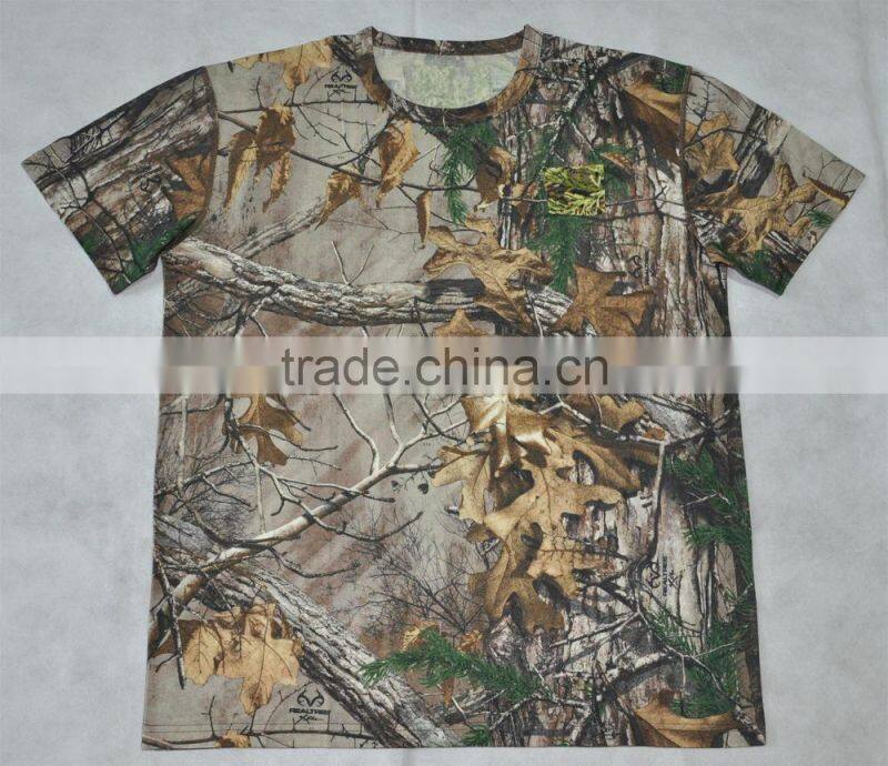 OEM Men' 100% Merino Wool Thermal Camouflage Hunting Pattern, Militray T-Shirts, O Neck Short Sleeve Upper, Size Plus