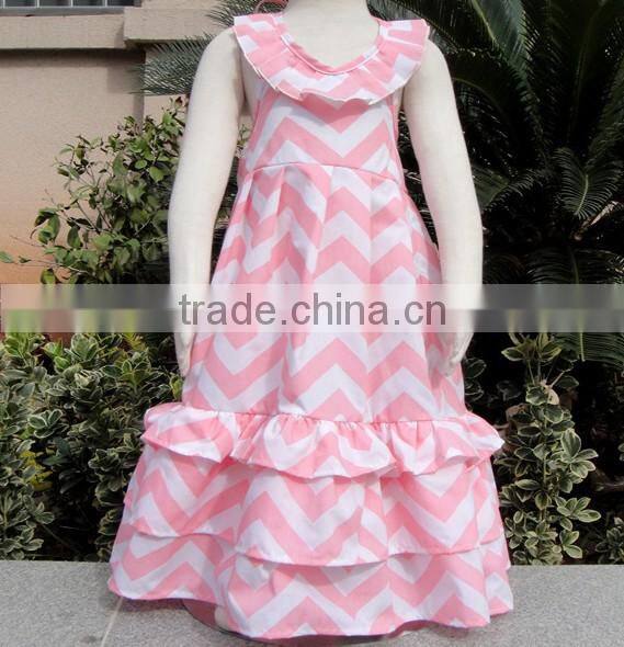 Wholesale Fashion Baby Girls Summer 100% Cotton Maxi Mommy And Me Girls Dresses Ruffled V Maxi Lace sleeveless Pettidresses