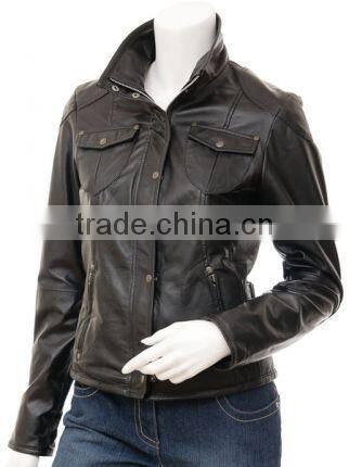 2014 New Lamb Skin Women Leather Jacket