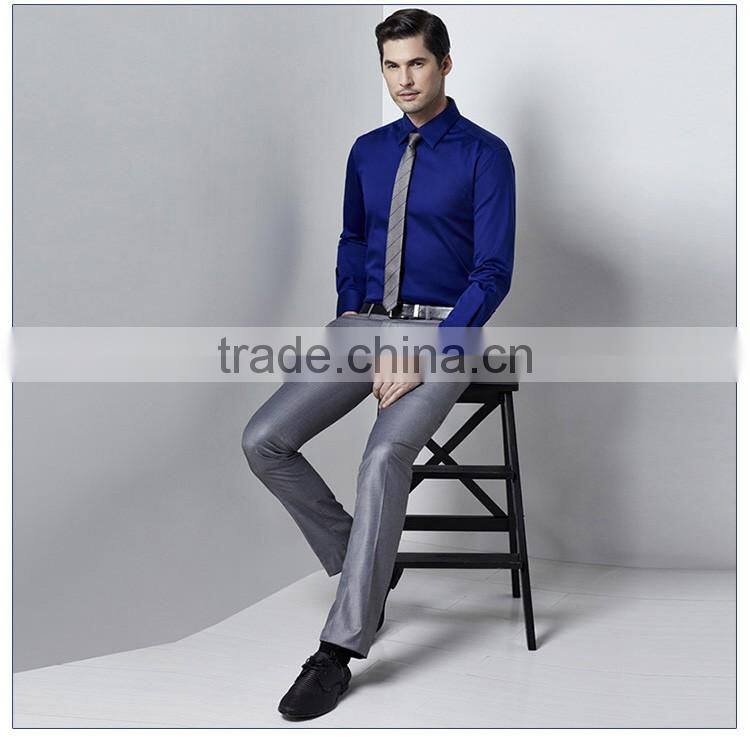 2015 Top Sale Cotton Long Sleeve Navy Blue Dress Pent Shirts Men