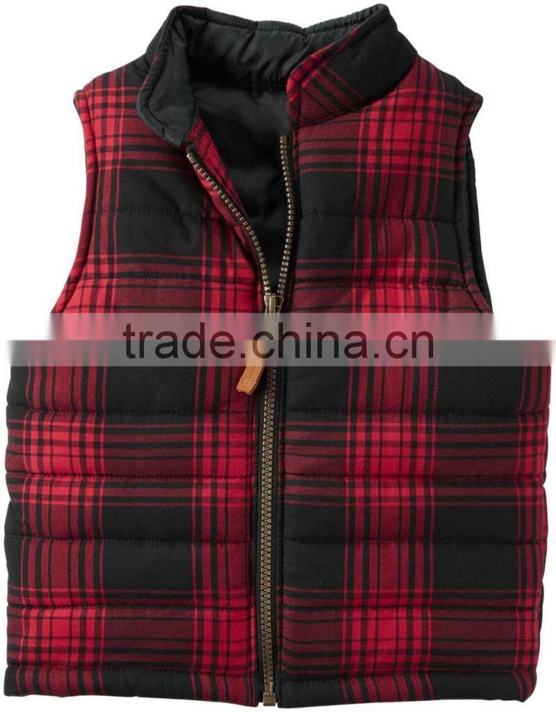 New fashion OEM Colorblock Puffer Vest baby boy clothes 2017 wholesale fancy children plaid jacket clothing