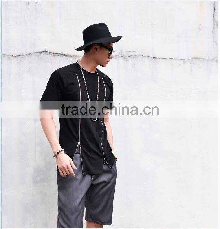 Men's Double Front Zipper Round Tee
