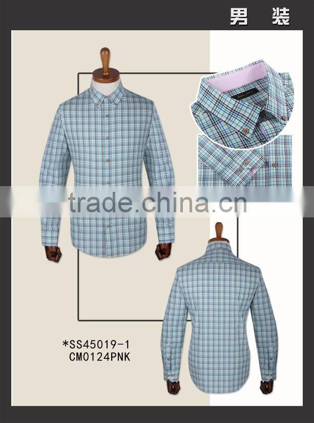 Green checked 100% cotton casual men shirts