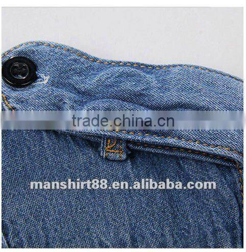 latest man's 100% cotton denim cowboy long sleeve casual shirt