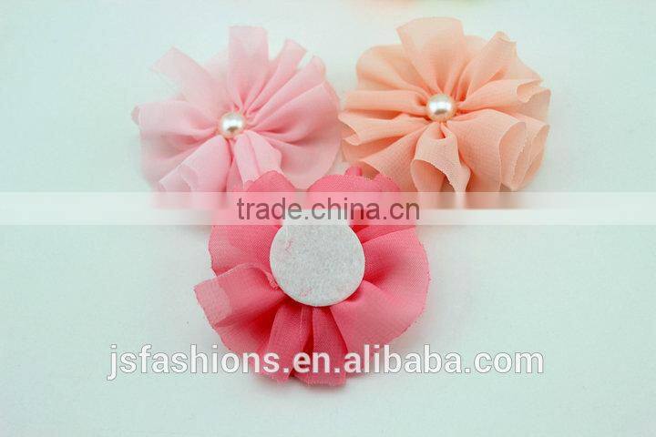 15 colors 5.5 cm fabric floral chiffon flower accessories, hair clip, shoes and garments accessories,DIY crafts flowers