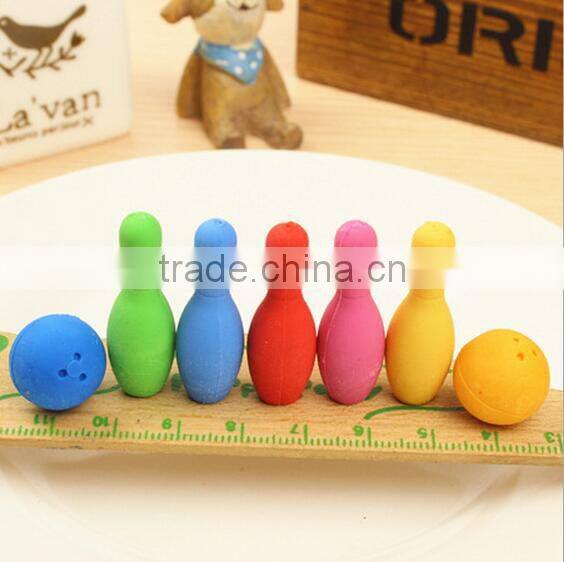 Cute 3D football basketball soccer bowling shape erasers set