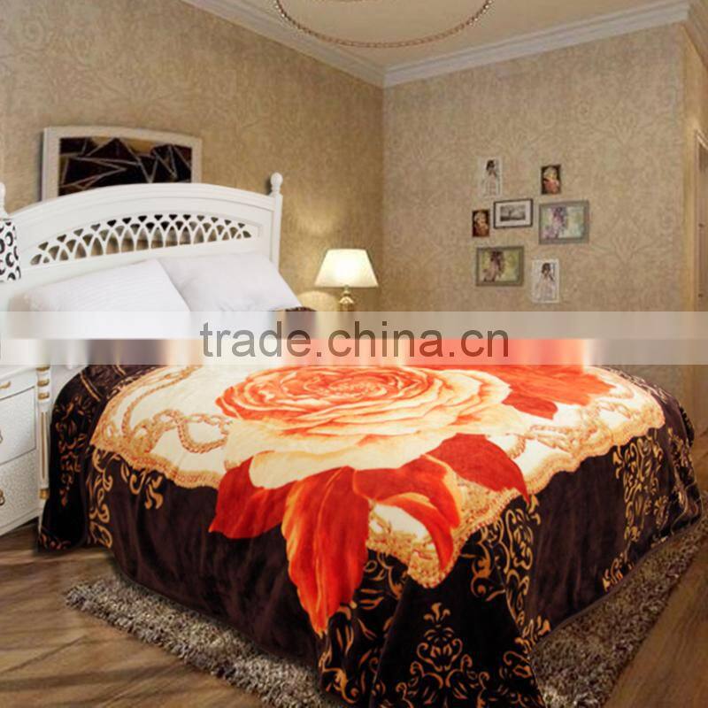 Hot selling polyester acrylic raschel printed mink blanket