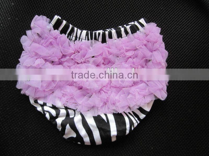 Zebra printed Posh Zebra Bloomer with Chiffon Ruffles Baby Diaper Cover For Kids