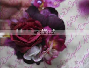 Aidocrystal purple rose flower hair clip Headband bridal hair accessories