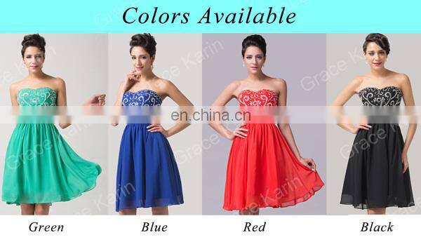 Grace Karin Sexy Strapless Chiffon Short Navy blue Prom Dress CL6049-1