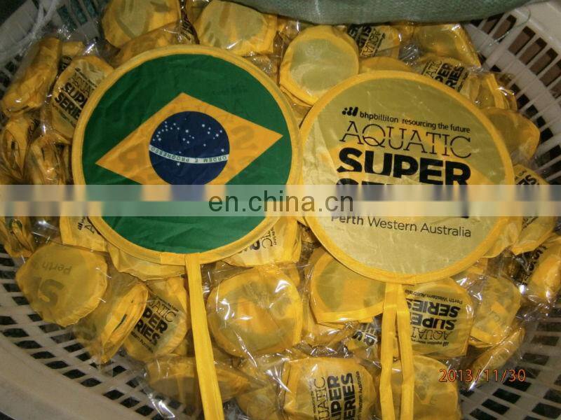 Cheap decorative hand shape customized foldable frisbee fans