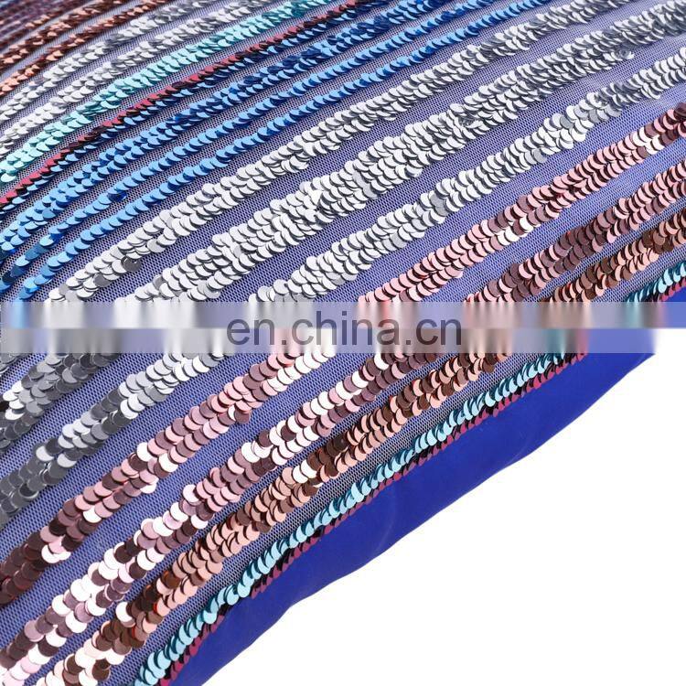 New design colorful stripe stripped pattern indoor sequin cushion/pillow/decorative cushion cover