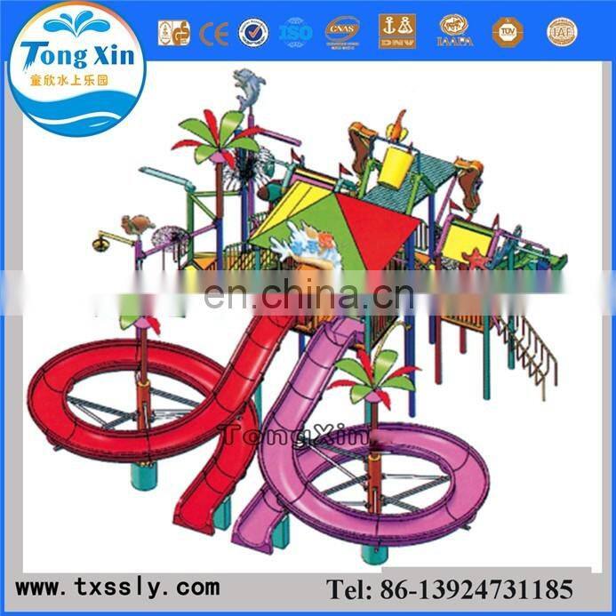 Outdoor or indoor swimming pool with fiberglass slide, children's recreation water house
