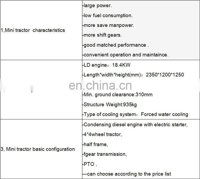 High quality agricultural small farm tractor 304 in China for sale