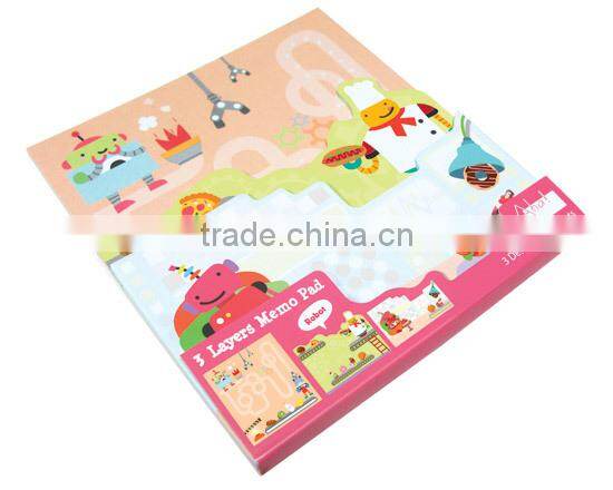 Stationery Gift Colourful Dinosaur Monster Robot Animal 3 Layers Memo note Die cut Memo Pad