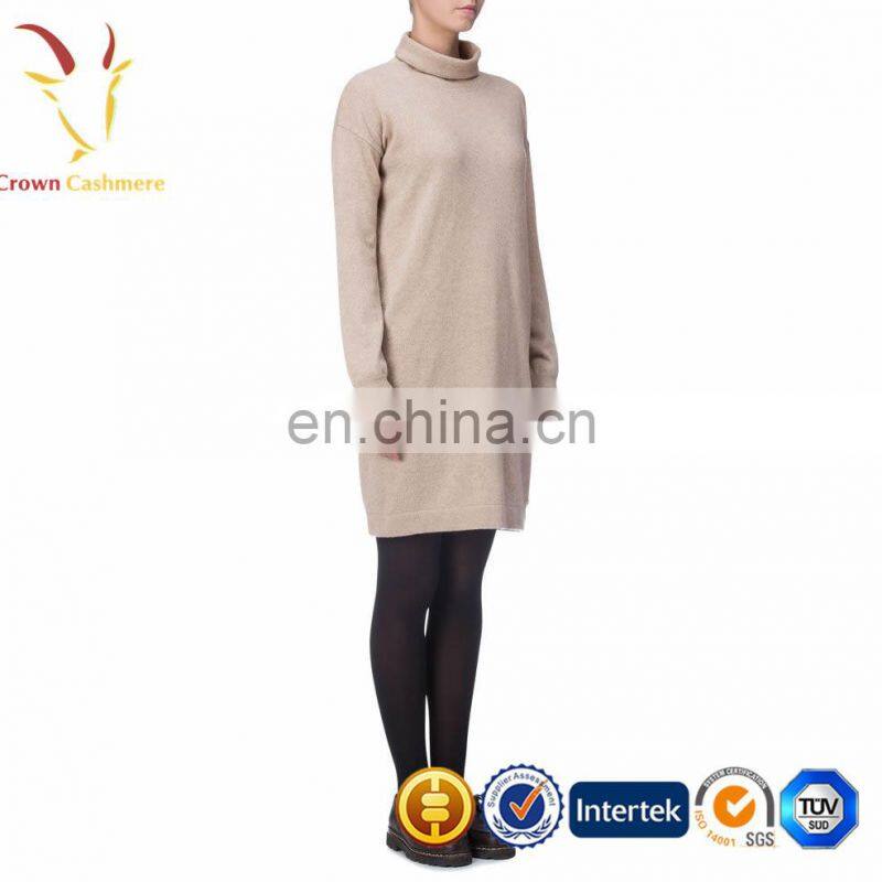 Beautiful Fashion Turtleneck Long Cashmere Sweater Dress