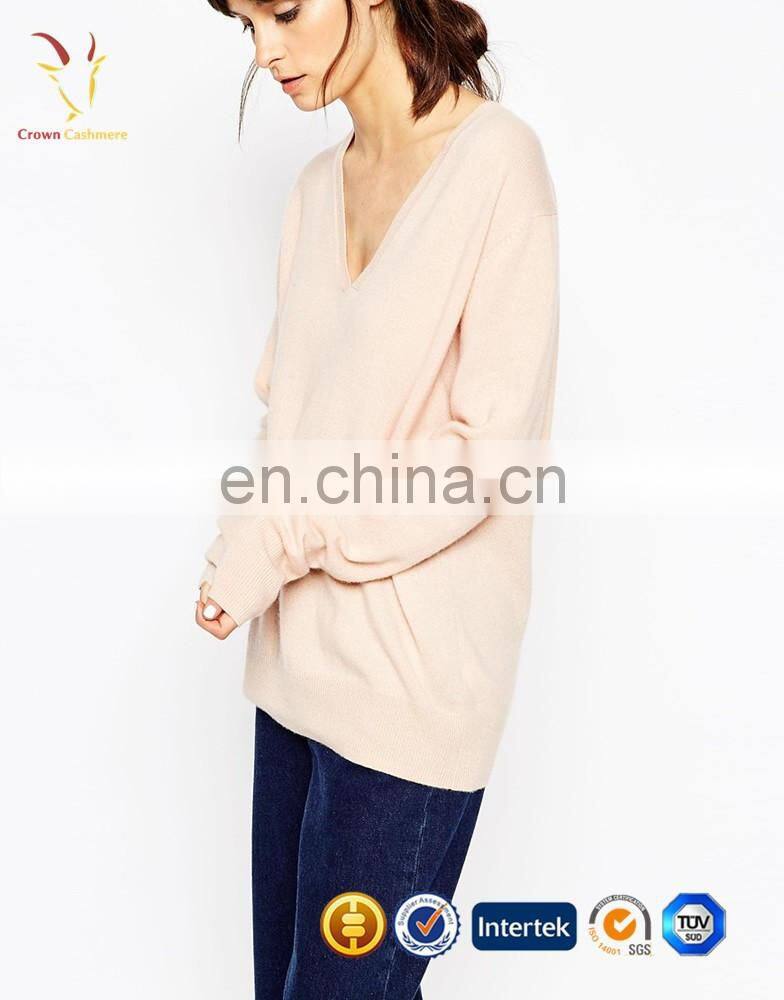 Ladies V Neck Cashmere Sweater OEM Service