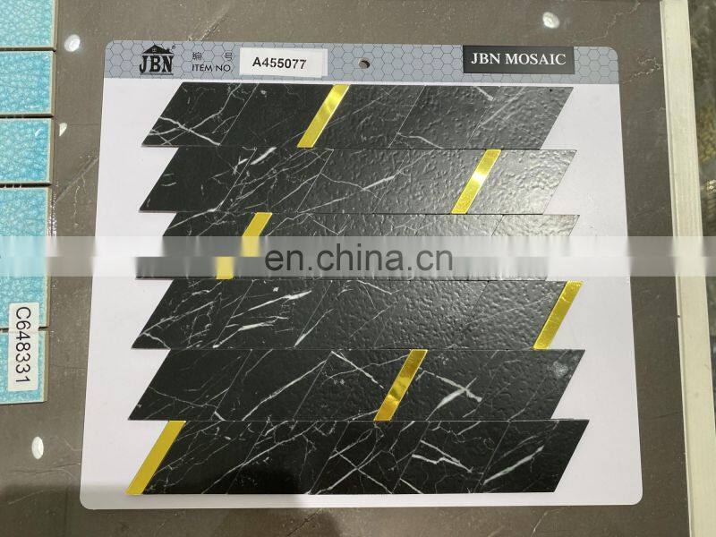 Non-Toxic,tasteless Sticker Adhesive Paper Ceiling tilesBlack and Golden Mosaic Wall 3M adhesive laminate pvc tile