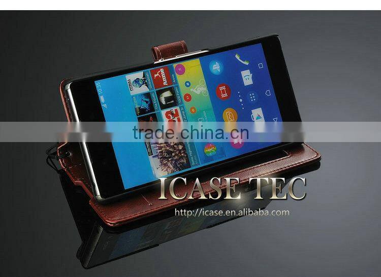 PU Leather Magnetic flip case skin cover For Sony Xperia Z4