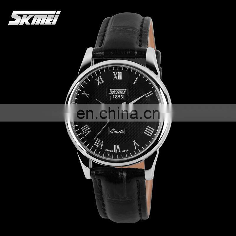 High Quality SKMEI 9058 Genuine Leather Luxury Men Women Wrist Watch Fashion Couple Watch