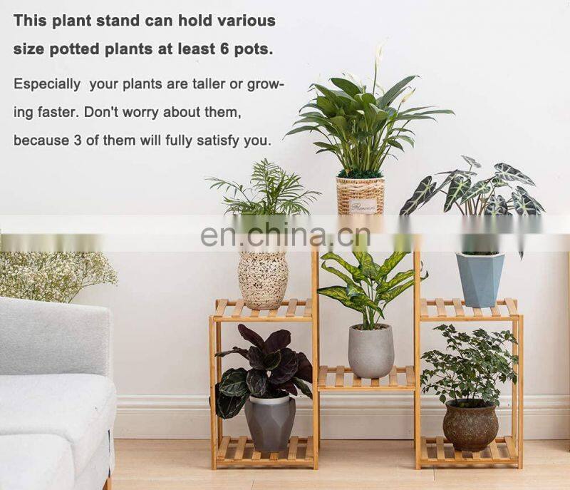 Bamboo 6 Tier Plant Stand Rack Multiple Flower Pot Holder Shelf Indoor Outdoor Planter Display Shelving Unit for Patio Garden