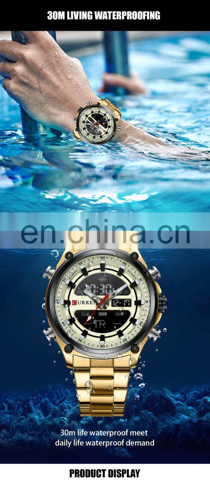 CURREN 8404 Top Luxury Brand Mens Watches Waterproof LED Quartz Digital Sport Fashion Men Wrist Watch