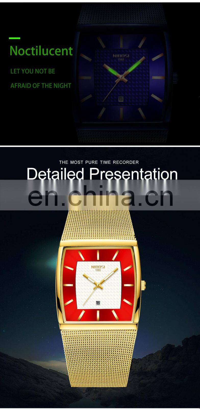 NIBOSI Watches Men Top Brand Luxury Waterproof Sport Watch Men Casual Ultra Thin Mesh Band Quartz Wrist Watch