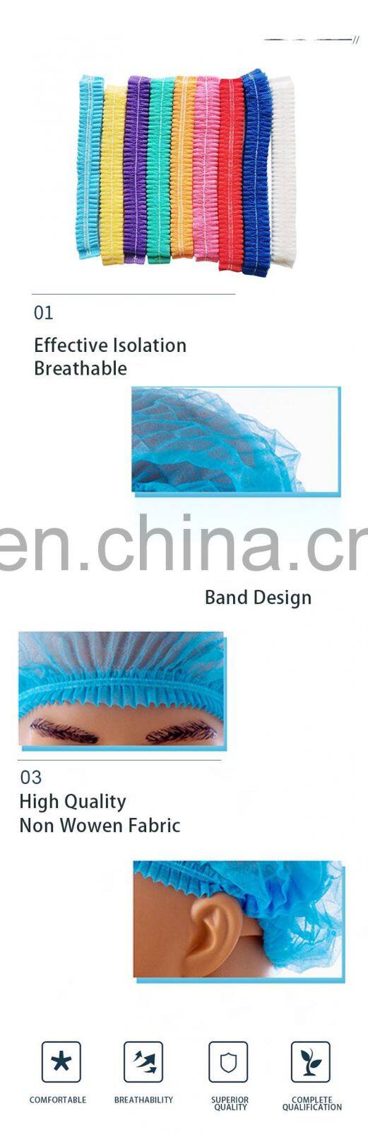 Disposable Non Woven PP Head Hair Cover Strip Mob Clip Surgical Doctor Nurse Bouffant Cap gorro oruga