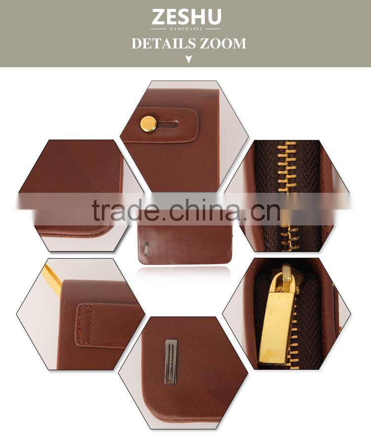 fashion men's pu leather wallet zipper case