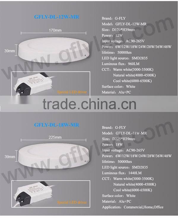 24w China round lighting led surface mounted panel light CE ROHS certificate