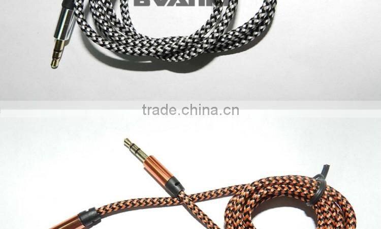 2016 best selling products Braided 3.5mm to 3.5mm aux cable optical audio cable for car stereo mobile phone free samples