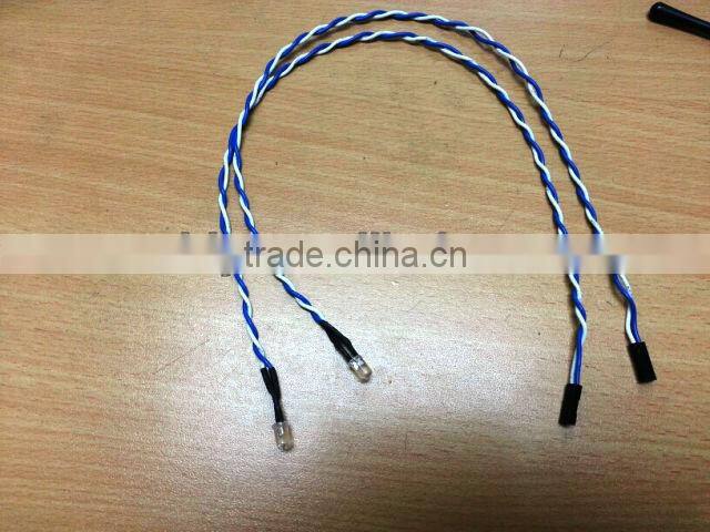 2.54 pitch 2 Pin ConnectorUL1007 22AWG twinsed wire with 5mm LED light Wire Harness