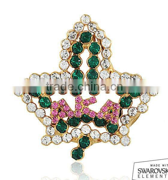 rhinestone AKA Greek letters Alpha Kappaa Alpha 50 crown lapel pin brooch jewelry