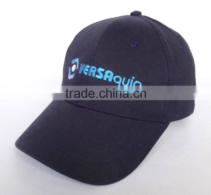 customized six panel promotional dark blue cotton baseball hat from china