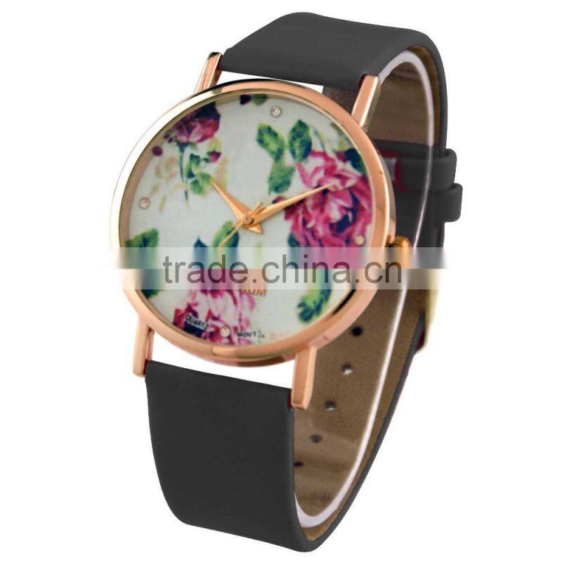 FT1432 High quality stainless steel case back floral analog fashion watch