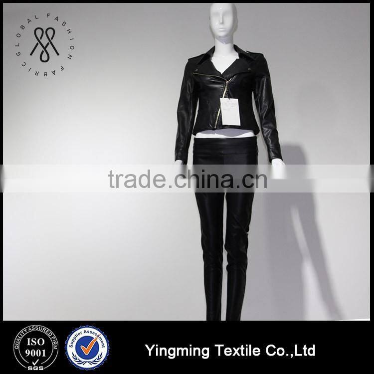 Wholesale women's fashion PU leather black jacket
