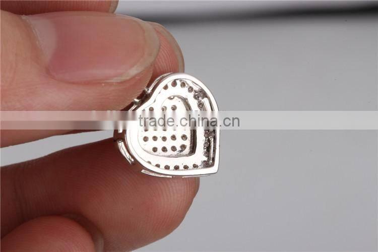 2016 valentine's day gift heart shape 925 silver hip hop pendant jewelry custom