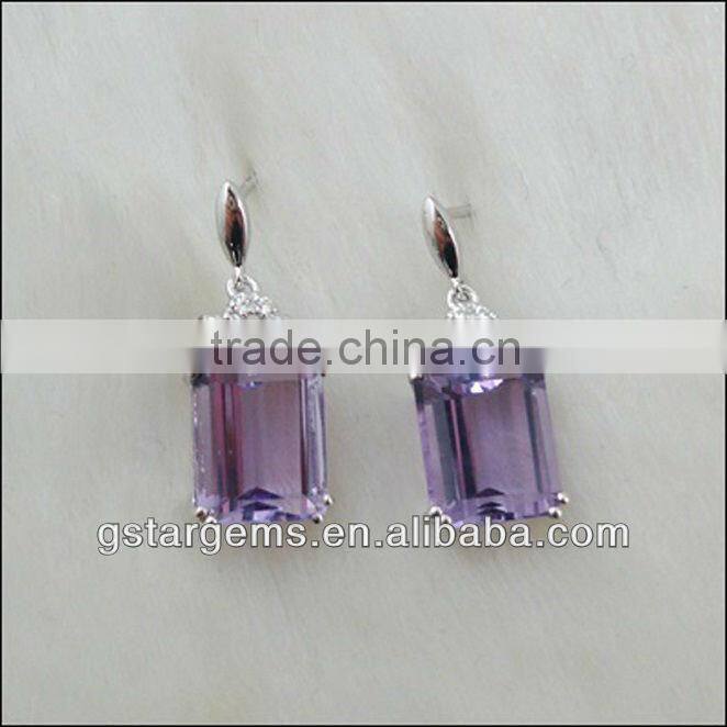 925 Sterling Silver Natural Amethyst Set Semi Precious Stone Jewelry Hong Kong Wholesale