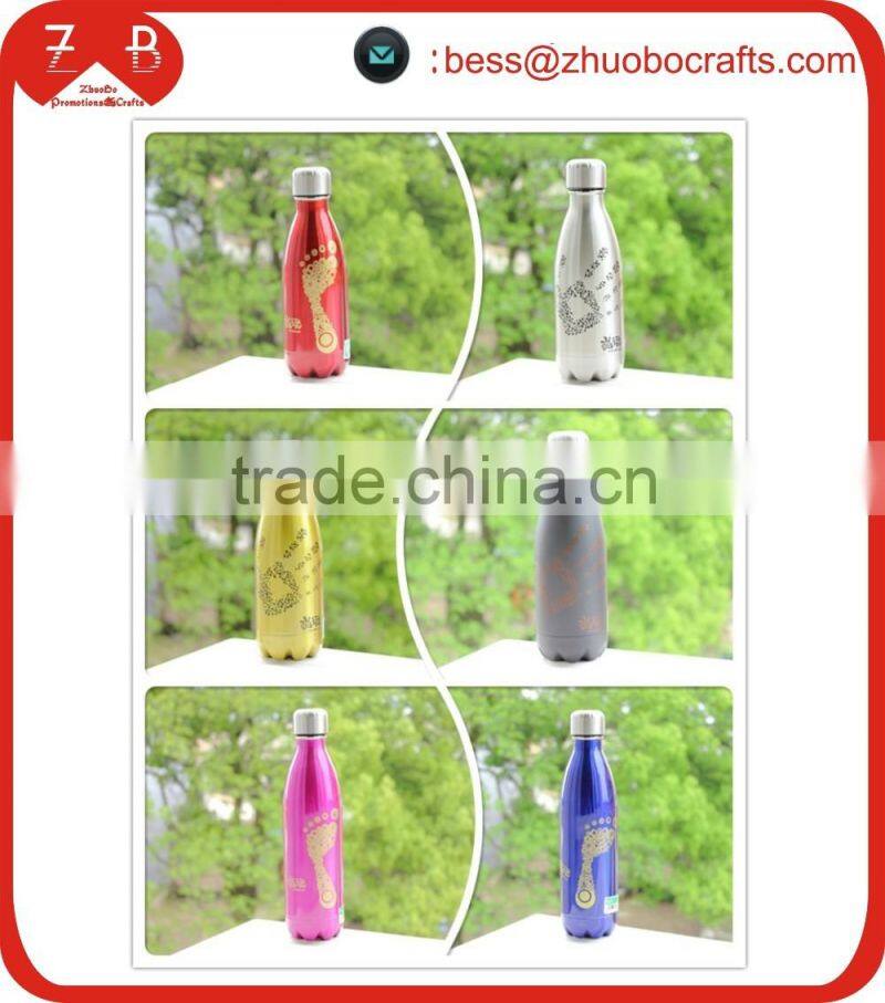 Wholesale Eco-friendly double wall stainless steel water bottle,creative cola-bottle cacuum bottle